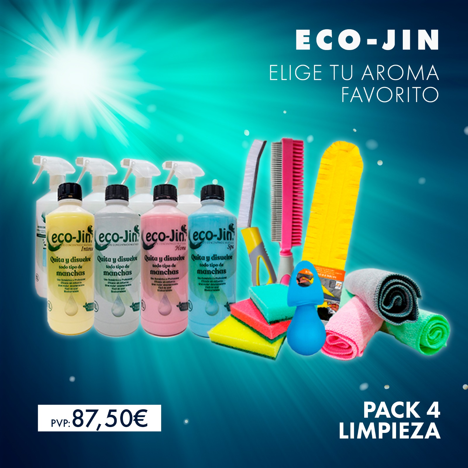 ECO-JIN Set DE Limpieza DE Alto Rendimiento. (1 SPA + 1 Botella para  Mezclas + 1 DISPENSADOR LAVAVAJILLAS + 1 BAYETA Microfibra) – eco-jin