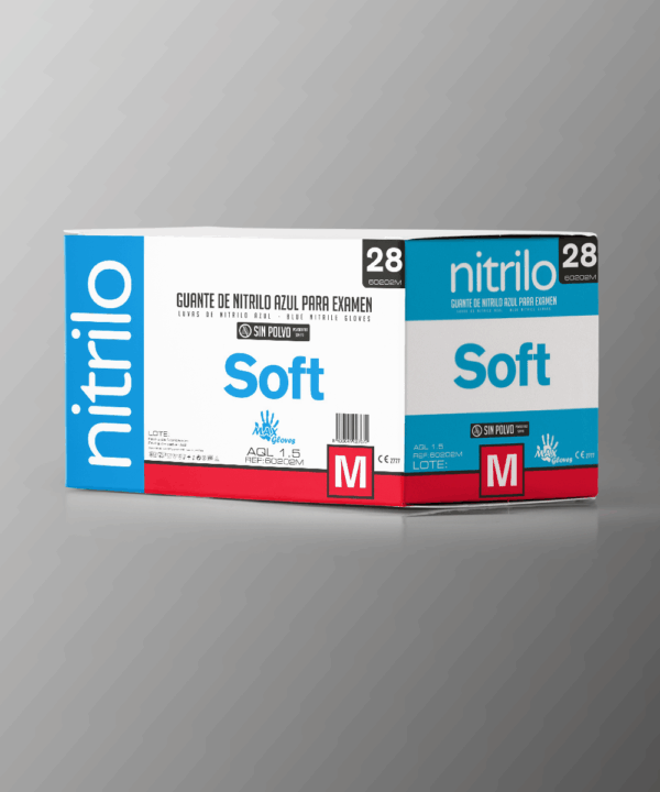 GUANTE DE NITRILO SOFT AZUL SIN EMPOLVAR AQL 1.5 CAJA DE 100 UNIDADES - Imagen 2