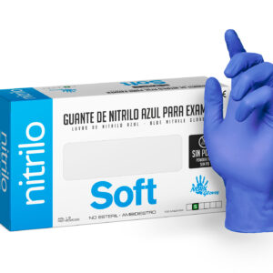 GUANTE DE NITRILO SOFT AZUL SIN EMPOLVAR AQL 1.5 CAJA DE 100 UNIDADES